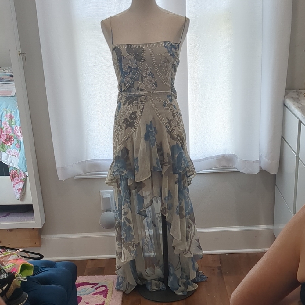 asos Floral Blue and Cream Maxi Dress